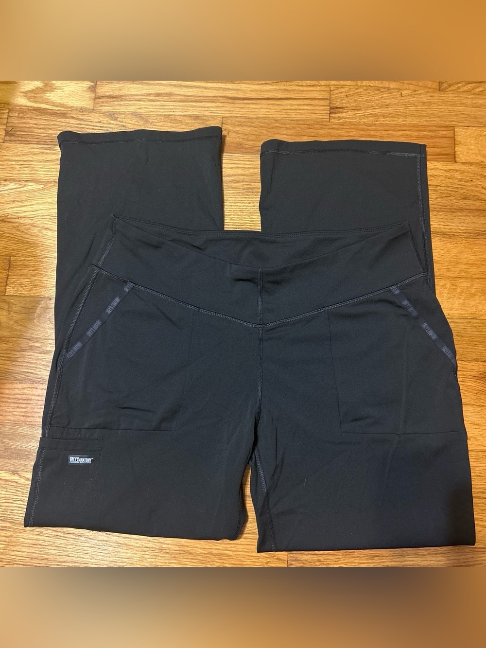 Grey's Anatomy Black Knit Stretch Scrub LP Pants